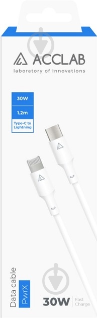 Кабель Acclab PwrX 30W Type-C to Lightning 1,2 м білий (1283126559556) - фото 2