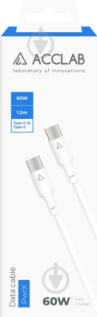 Кабель Acclab PwrX 60W Type-C to Type-C 1,2 м белый (1283126559563) - фото 2 Кабель Acclab PwrX 60W Type-C to Type-C 1,2 м белый (1283126559563) - фото 2