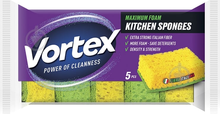 Губка для посуды Vortеx для кухни 5 шт. - фото 1 Губка для посуды Vortеx для кухни 5 шт. - фото 1