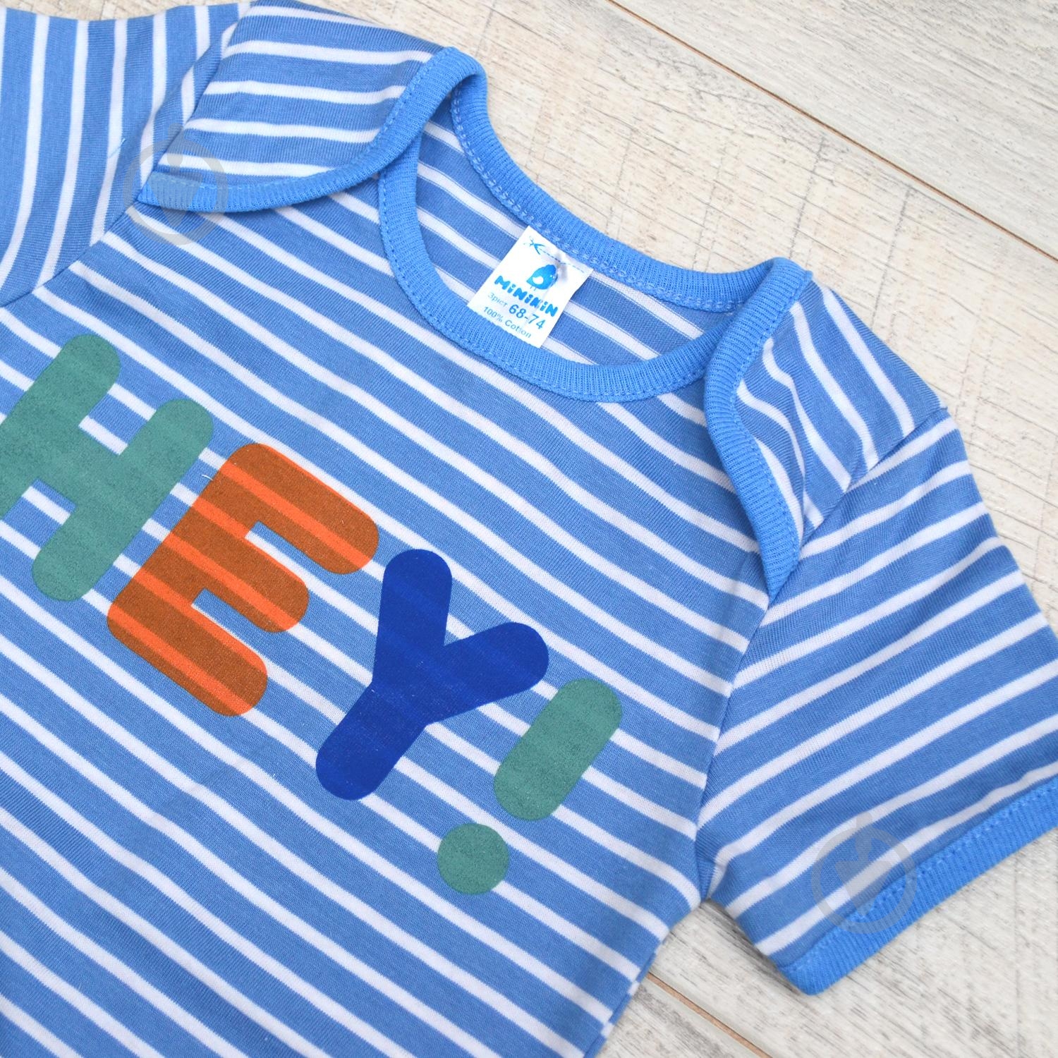 Боди детское для мальчика Minikin HEY! р.62 в полоску 202402 - фото 2