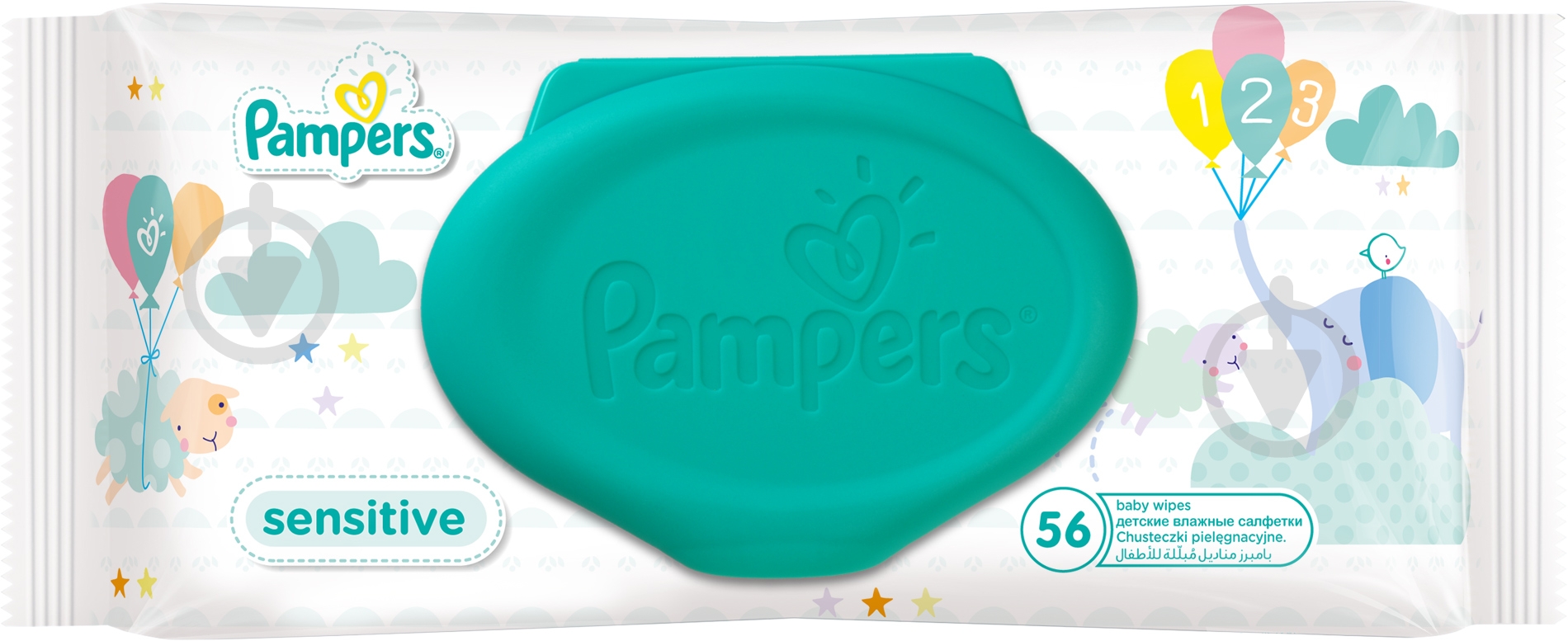 Детские влажные салфетки Pampers Sensitive 56 шт. - фото 1 Детские влажные салфетки Pampers Sensitive 56 шт. - фото 1