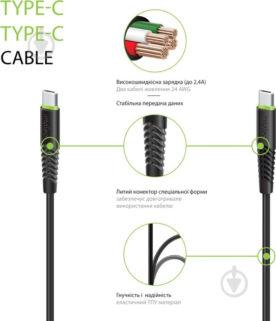 Кабель Intaleo CBFLEXTT0 Type-C to Type-C 60W 0,2 м черный (1283126559495) - фото 4 Кабель Intaleo CBFLEXTT0 Type-C to Type-C 60W 0,2 м черный (1283126559495) - фото 4