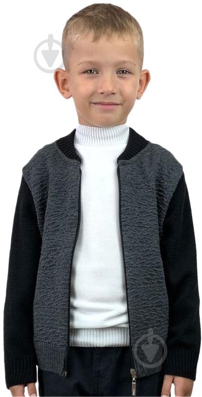 Бомбер для мальчика ART KNIT р.152 серый - фото 1