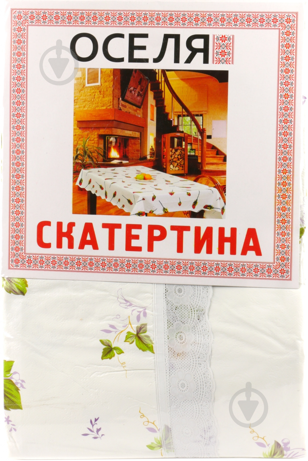 Скатерть 71-122-036 Листья 120x152 см белый с рисунком - фото 2