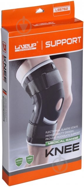 Фиксатор Knee Support LiveUp LS5762 р. M черный - фото 1 Фиксатор Knee Support LiveUp LS5762 р. M черный - фото 1