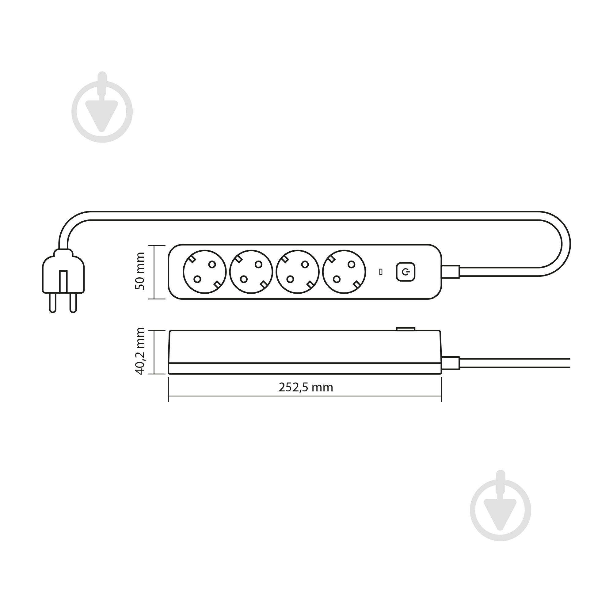 Подовжувач з вимикачем Videx ONCORD з/з 4п 3м (3x1.5мм) з кнопкою Black із заземленням 4 гн. чорний 3 м 27688 - фото 7 Подовжувач з вимикачем Videx ONCORD з/з 4п 3м (3x1.5мм) з кнопкою Black із заземленням 4 гн. чорний 3 м 27688 - фото 7