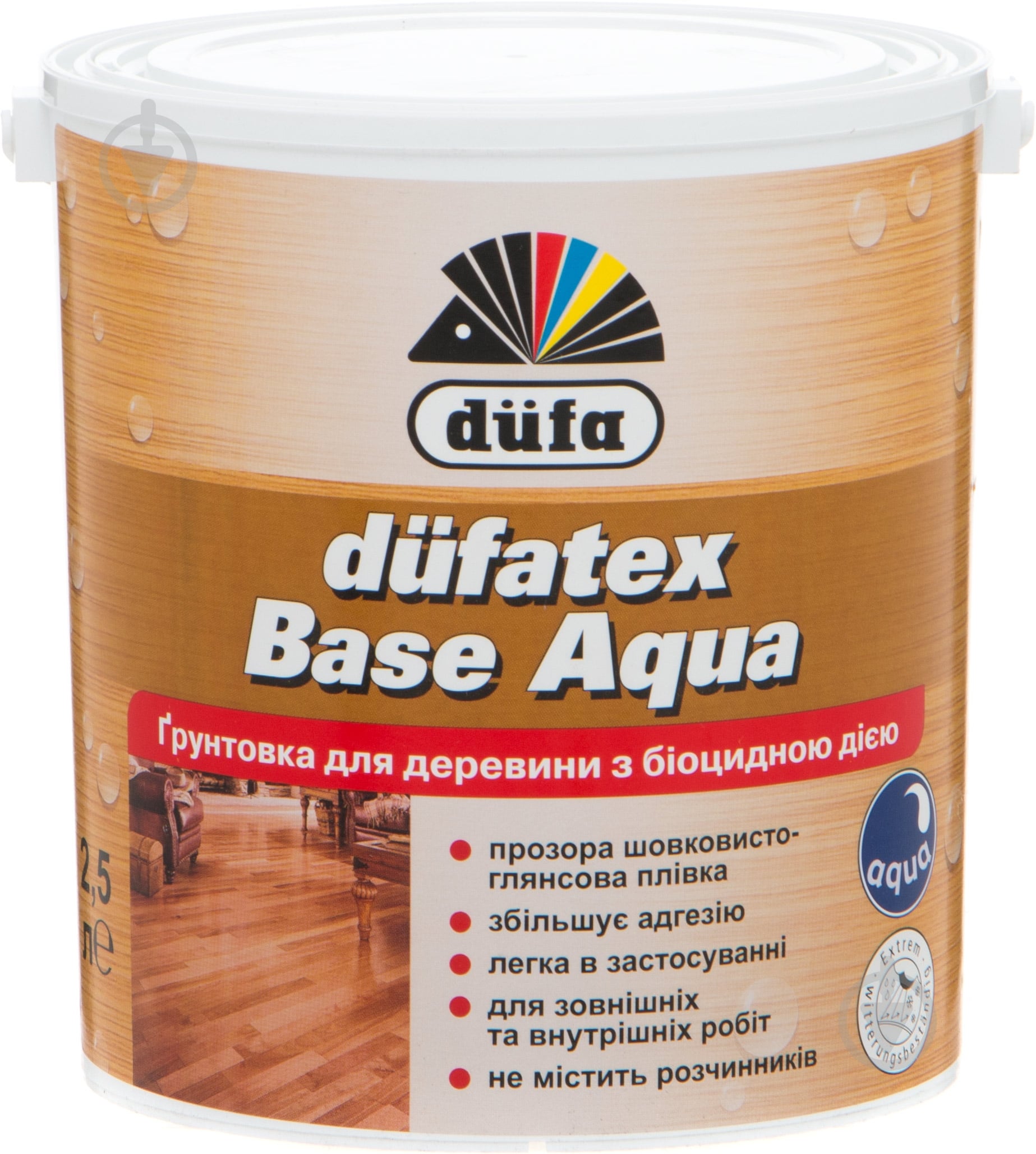 Ґрунт Dufa Dufatex Base Aqua шовковистий глянець прозорий 2,5 л - фото 1