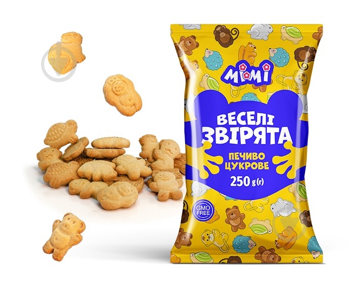 Печенье Мі-Мі сахарное "Веселі звірята" 250 г - фото 1