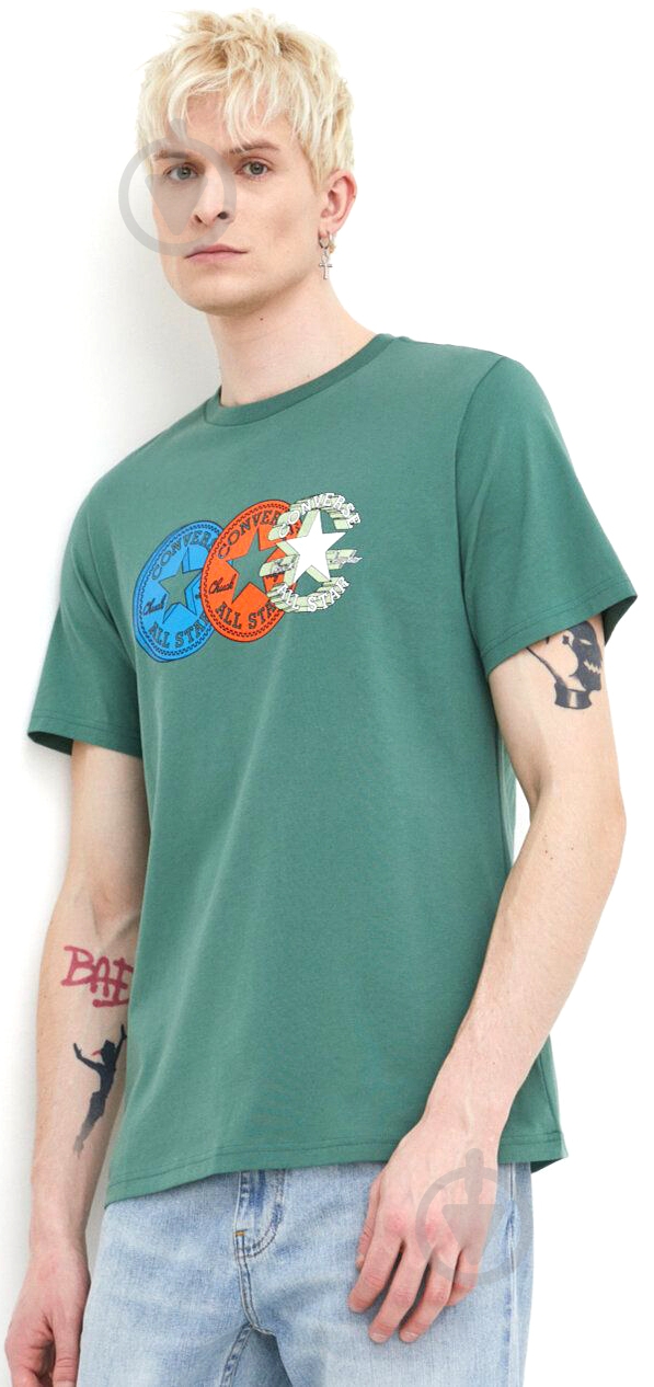 Футболка Converse CHUCK PATCH DISTORT TEE 10025973-A03 р.M зеленый - фото 1