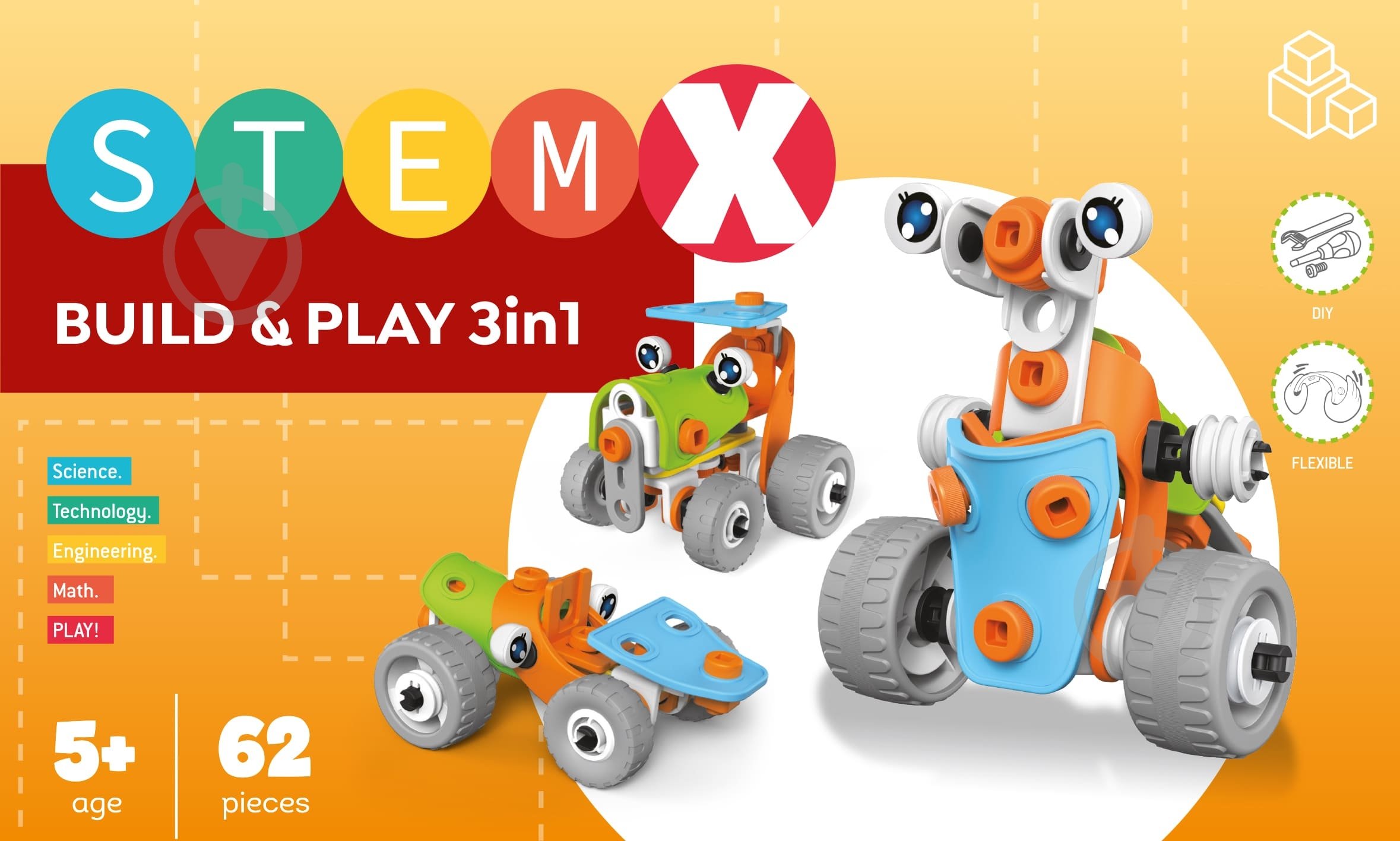 Конструктор Steam 3 в1 на 62 детали 7093907 - фото 1 Конструктор Steam 3 в1 на 62 детали 7093907 - фото 1