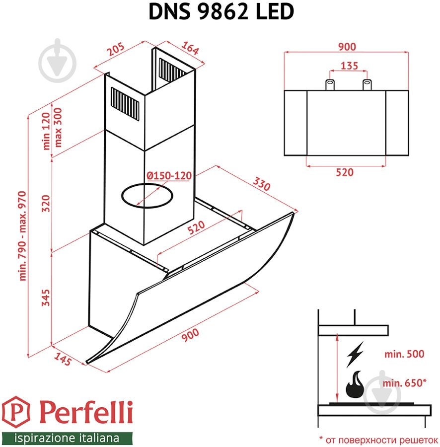 Вытяжка Perfelli DNS 9862 BL LED - фото 12