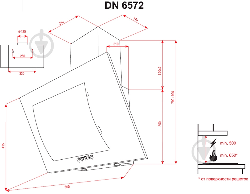 Вытяжка Perfelli DN 6572 BL LED - фото 7