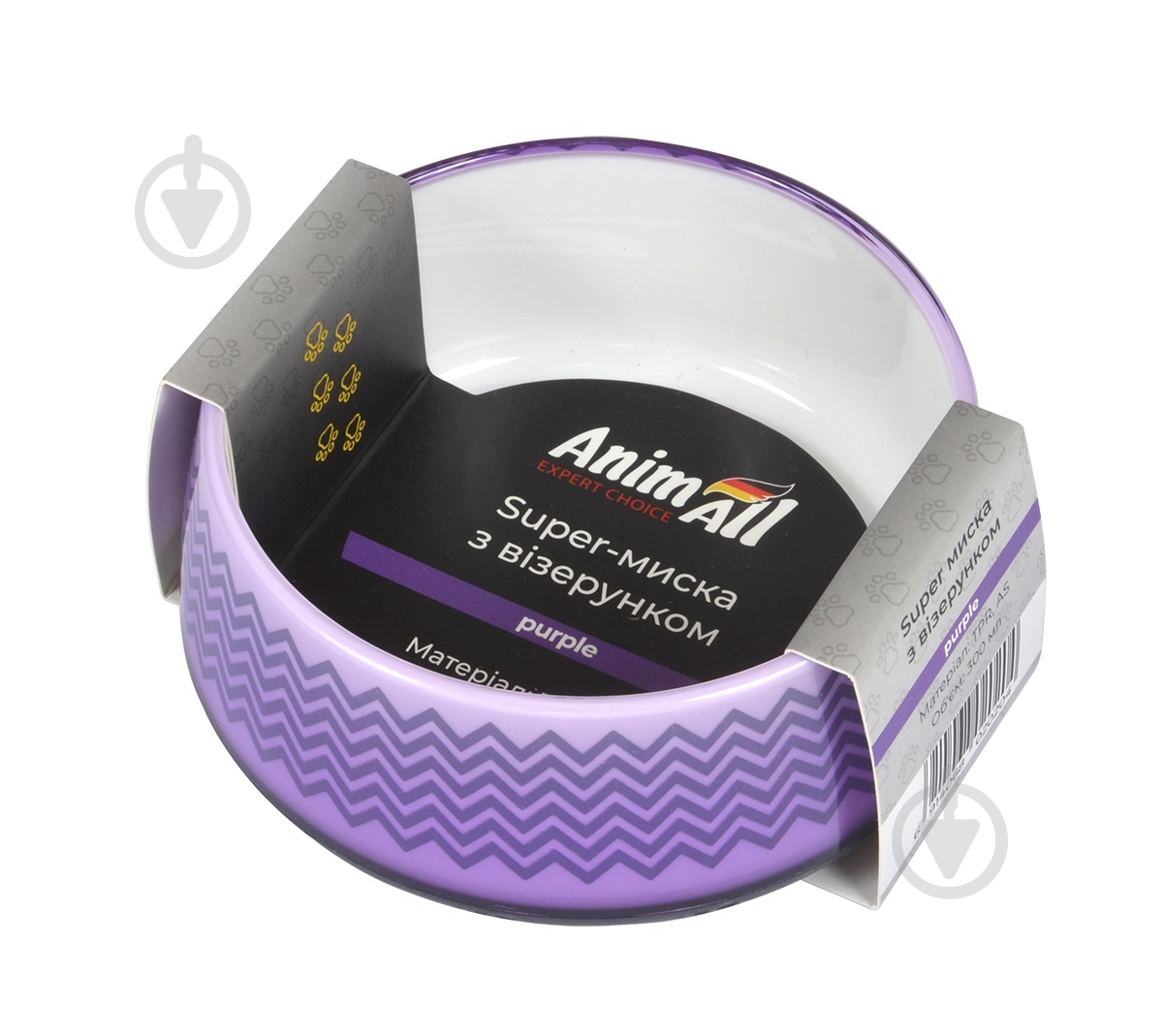 Миска AnimAll для собак с узором PS05020 300 мл фиолетовый - фото 1
