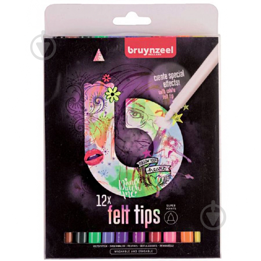 Набор фломастеров Felt Tips Light 12 цветов 60224112 Bruynzeel - фото 1