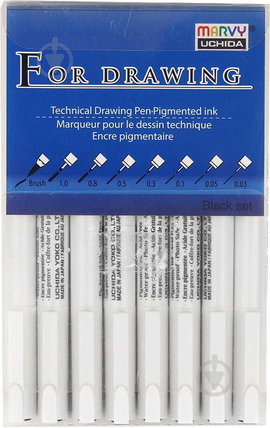 Мультилайнер Marvy Marvy черный 8 шт. - фото 1