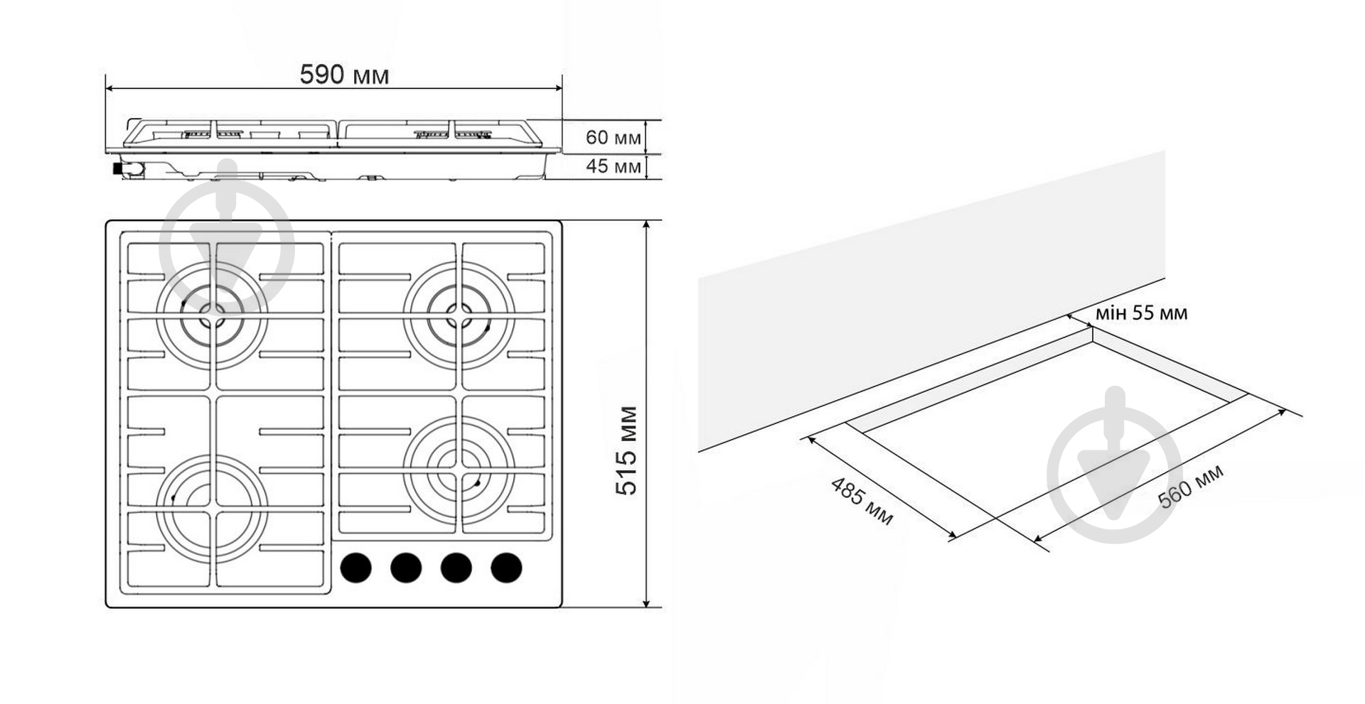 Варочная поверхность газовая Eleyus IRIS 60 WH CF - фото 14