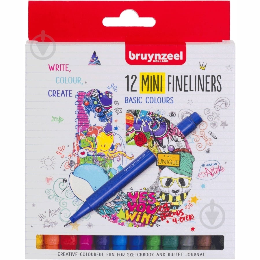 Набор линеров Bruynzeel Fineliner Mini 12 цветов - фото 1