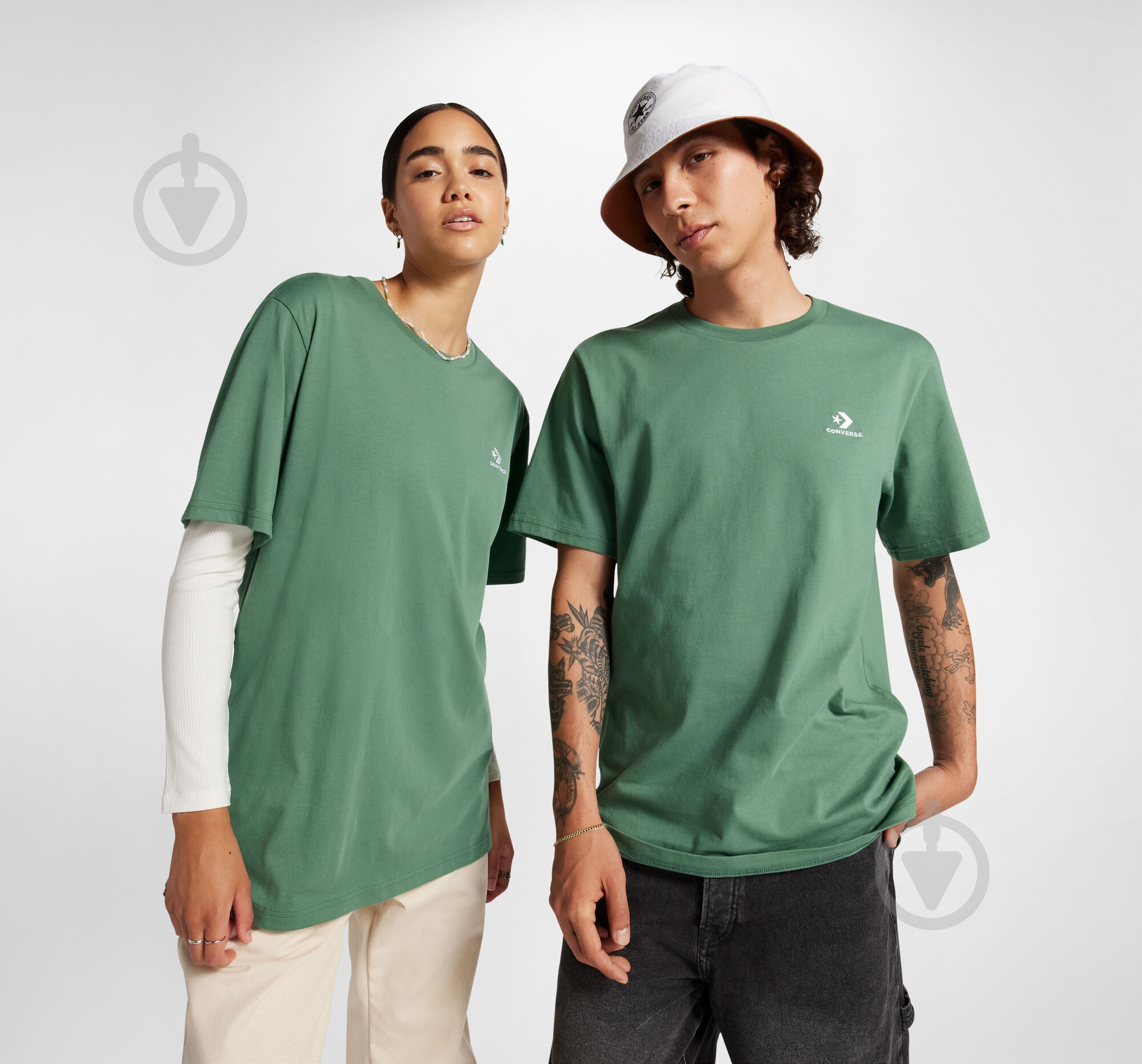Футболка Converse STANDARD FIT LEFT CHEST STAR CHEV EMB TEE 10023876-A32 р.S зеленый - фото 1