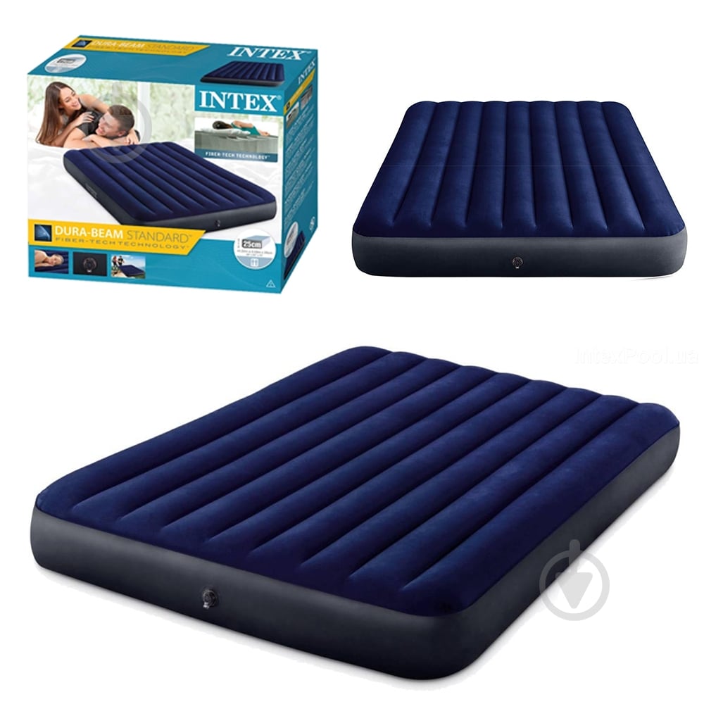 Кровать надувная Intex 203х152 см синий - фото 1