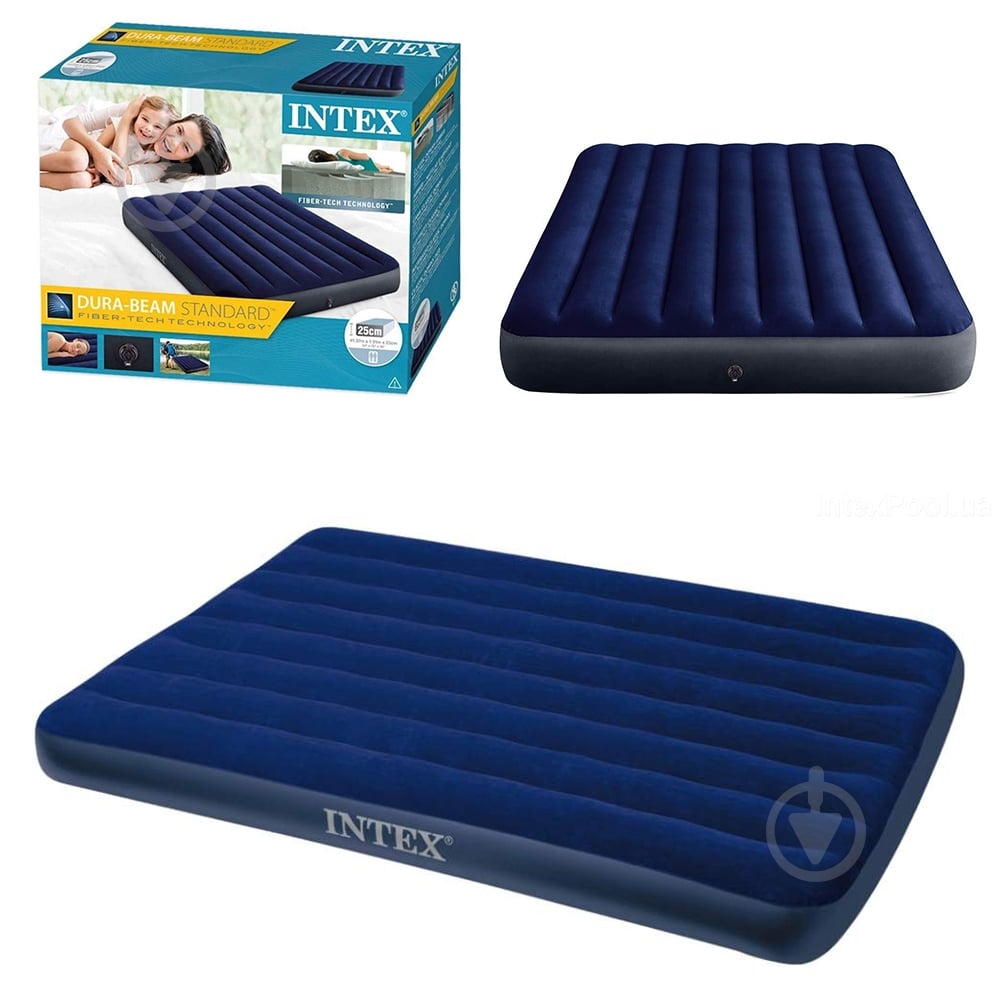Кровать надувная Intex 191х137 см синий - фото 1