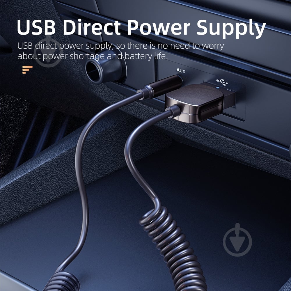 Адаптер Essager Bluetooth 5.0 Aux Adapter Car Wireless Receiver USB to 3.5mm Jack Audio Music Mic Handsfree Car Kit Speaker Transmitter Grey 1,1 м grey (EBTEB01-JS0A) - фото 8