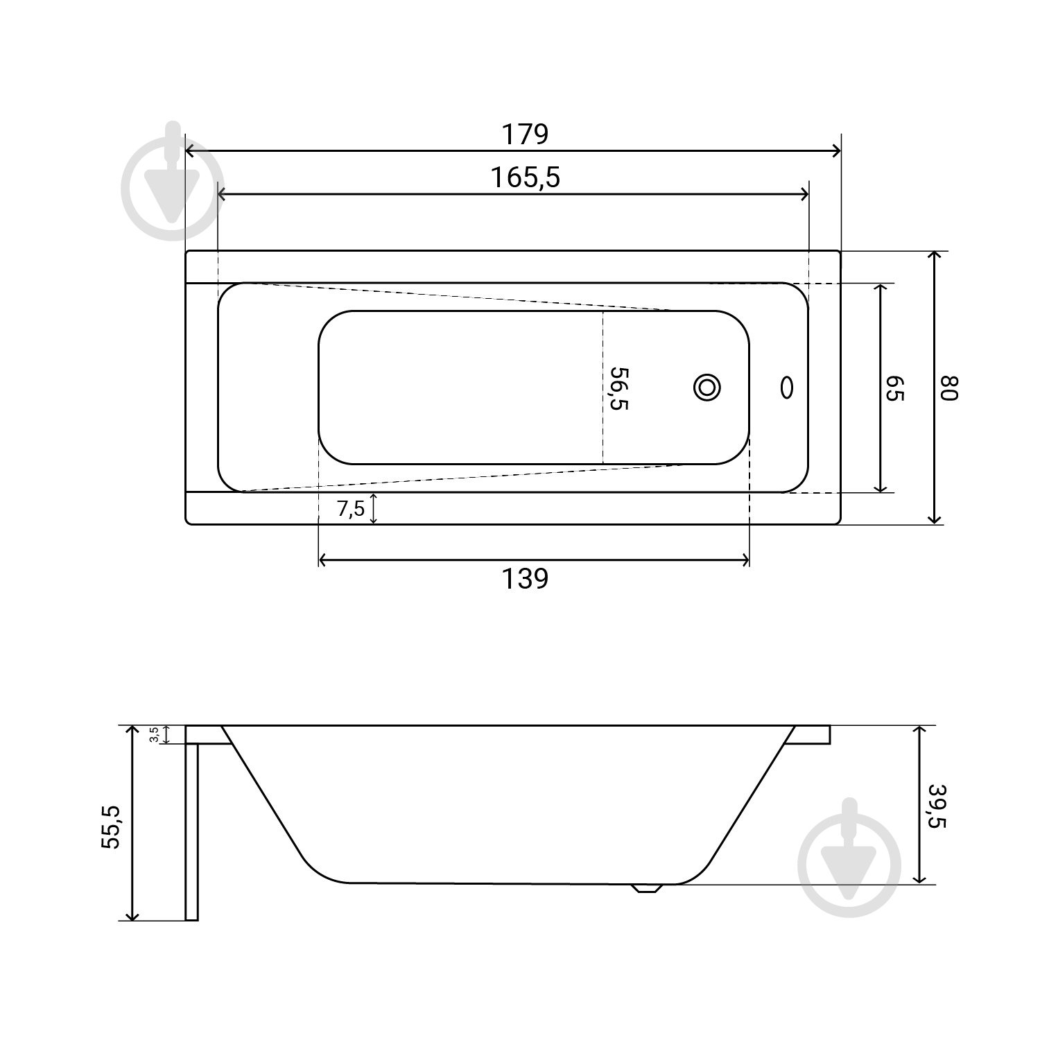 Ванна акриловая Helmken Rivana 23095007 180х80 см - фото 2 Ванна акриловая Helmken Rivana 23095007 180х80 см - фото 2