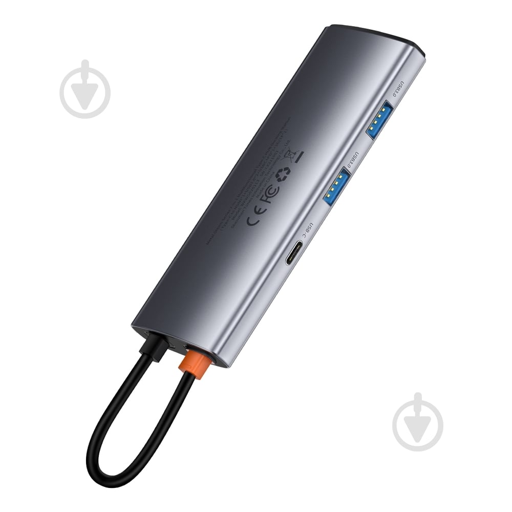 USB-хаб BASEUS Metal Gleam Series 7-in-1 (2xUSB3.0 + 4KHD + Type-C + Type-C PD+ TF + SD) Grey (WKWG020113) - фото 3 USB-хаб BASEUS Metal Gleam Series 7-in-1 (2xUSB3.0 + 4KHD + Type-C + Type-C PD+ TF + SD) Grey (WKWG020113) - фото 3