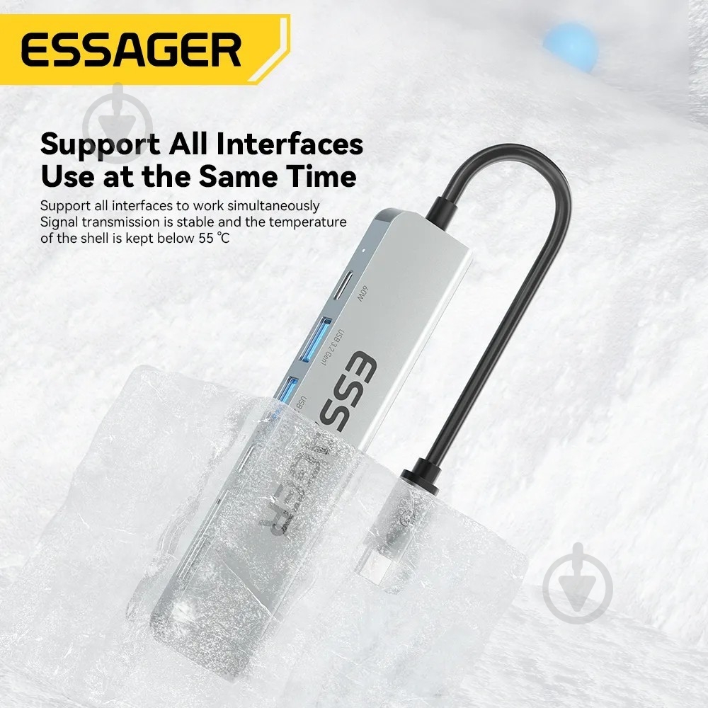 USB-хаб Essager QingHong 7 in1 HDMI USB3.2 USB-C SD TF Grey (EHB07-QH0G-Z) - фото 9 USB-хаб Essager QingHong 7 in1 HDMI USB3.2 USB-C SD TF Grey (EHB07-QH0G-Z) - фото 9