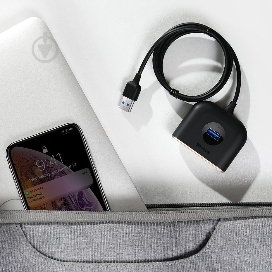 USB-хаб BASEUS Square Round 4 in 1 USB3.0 - USB 3.0 / 3 х USB 2.0 Black (CAHUB-AY01) - фото 5 USB-хаб BASEUS Square Round 4 in 1 USB3.0 - USB 3.0 / 3 х USB 2.0 Black (CAHUB-AY01) - фото 5