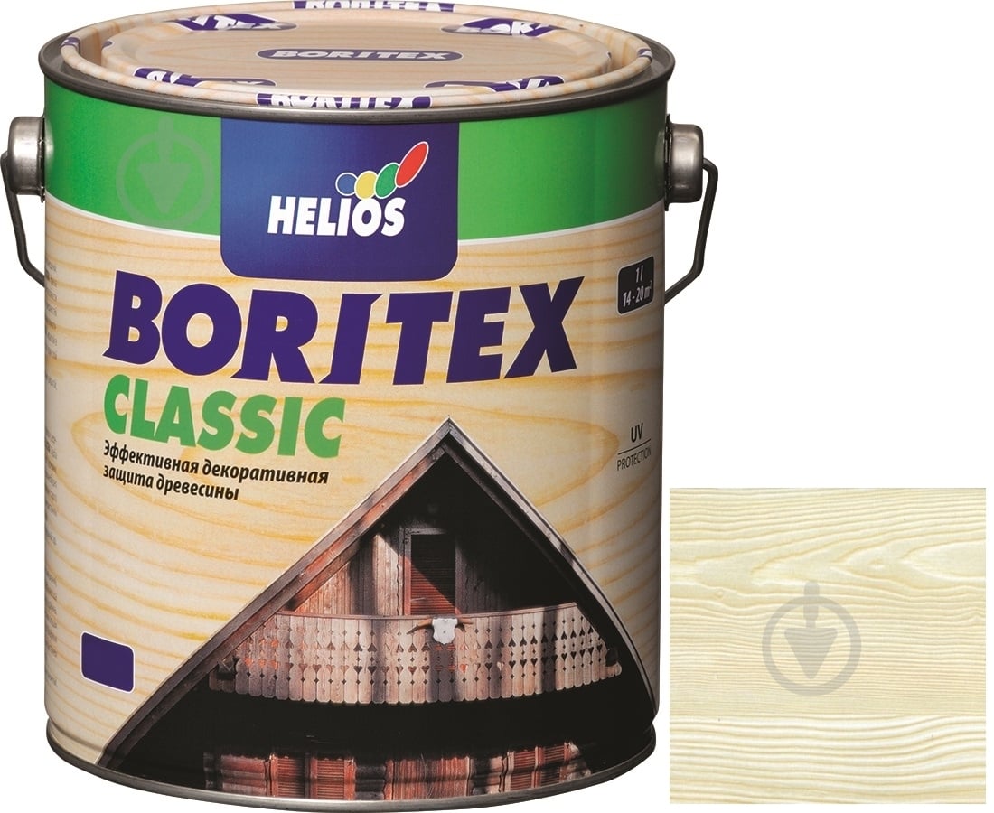 Лазурь Helios Boritex Classic 13 белый мат 0,75 л - фото 1 Лазурь Helios Boritex Classic 13 белый мат 0,75 л - фото 1