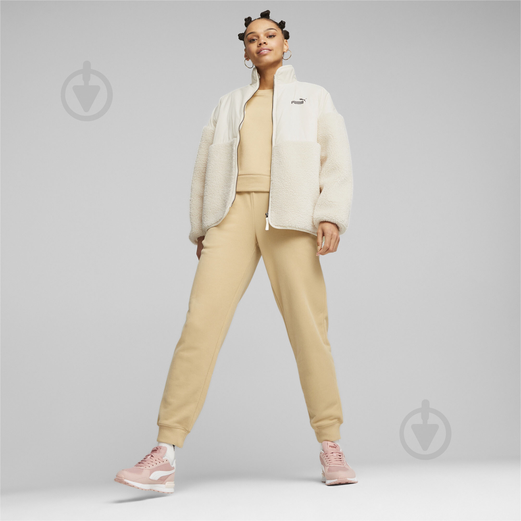 Куртка женская Puma SHERPA HYBRID JACKET 67537187 р.S бежевая - фото 4