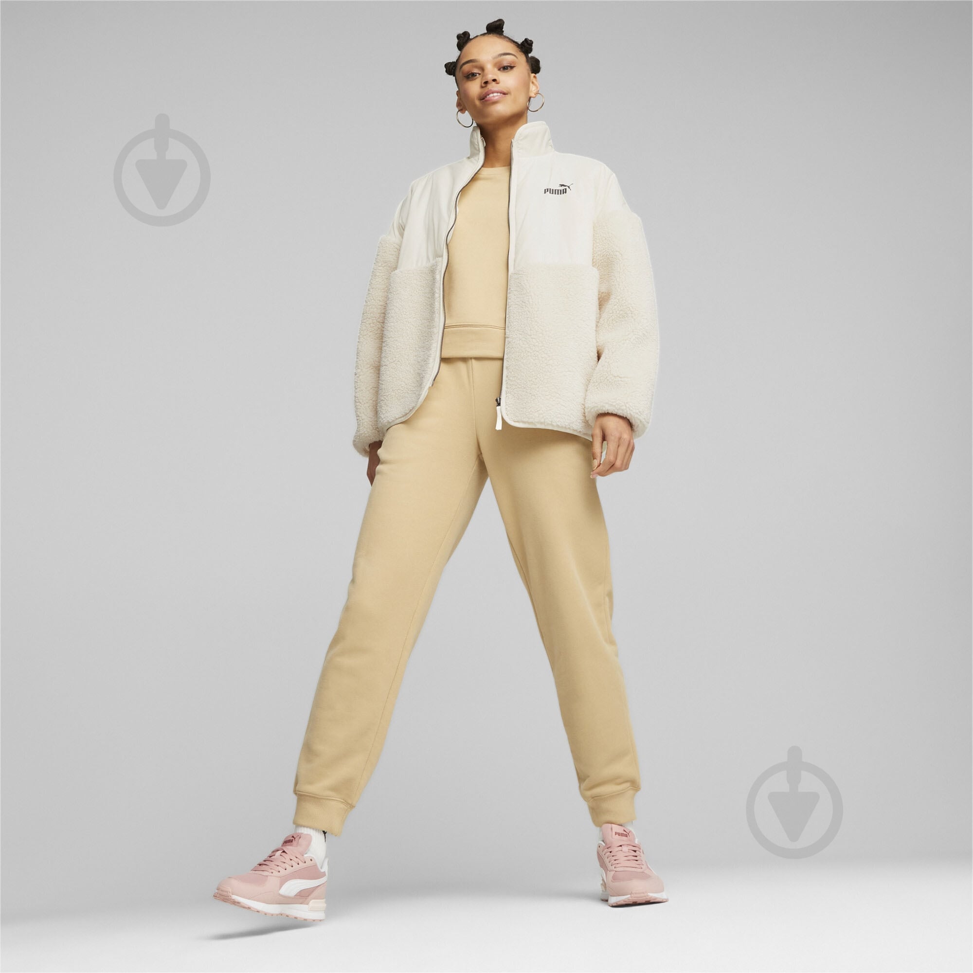 Куртка женская Puma SHERPA HYBRID JACKET 67537187 р.M бежевая - фото 4