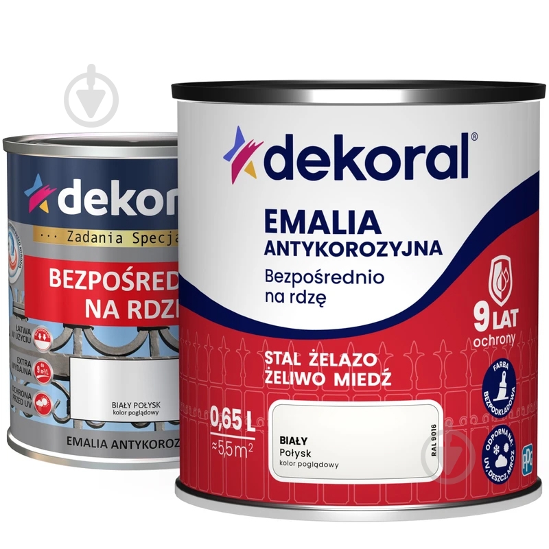 Эмаль антикоррозионная Dekoral белый глянец 0,65 л - фото 1