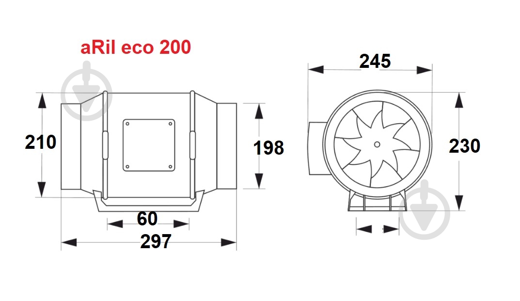 Вентилятор канальний AirRoxy aRil eco 200 (01-315) - фото 4 Вентилятор канальний AirRoxy aRil eco 200 (01-315) - фото 4