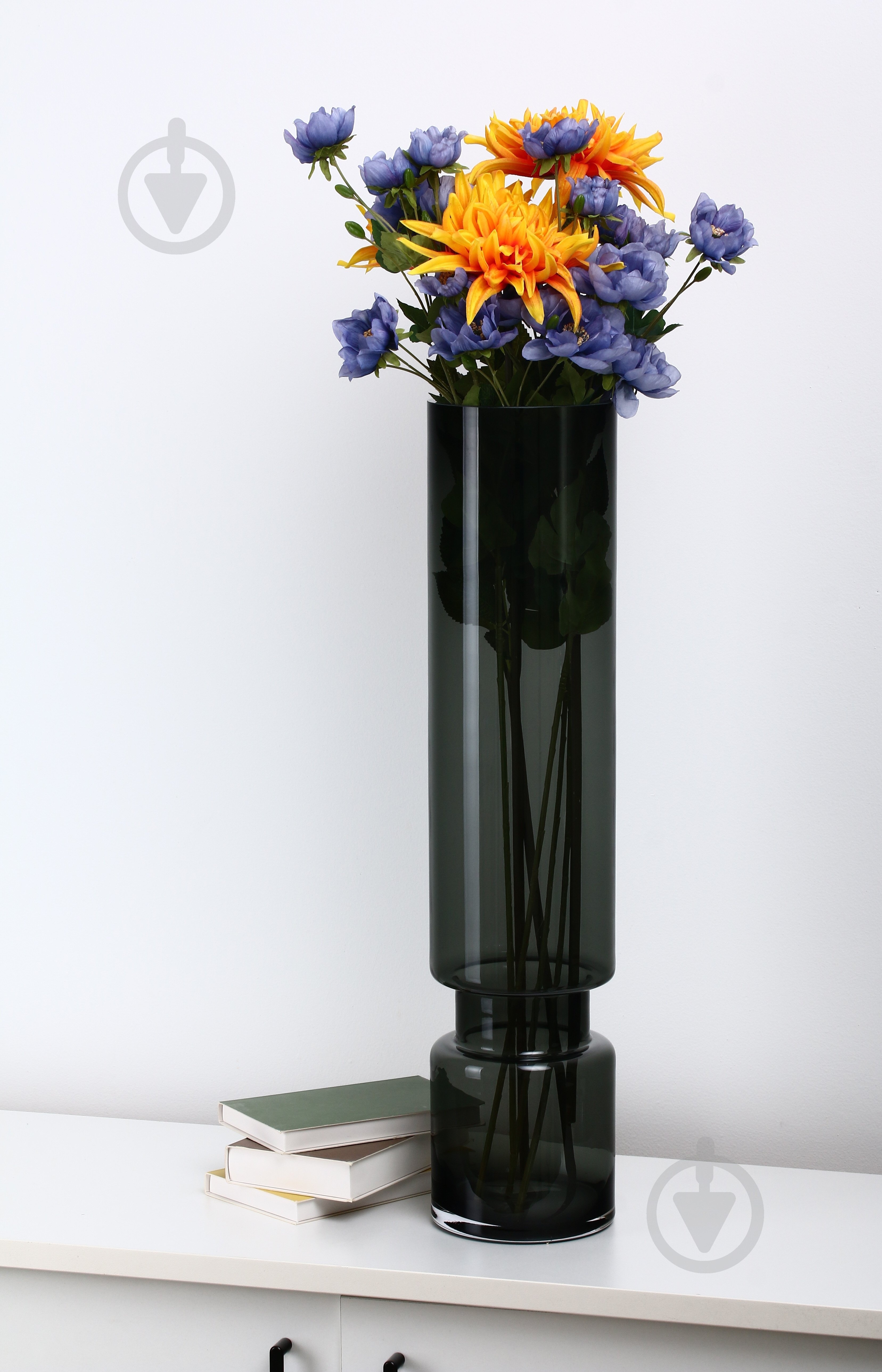 Ваза скляна Wrzesniak Glassworks Twice 71 см сіра 17-5019B - фото 4