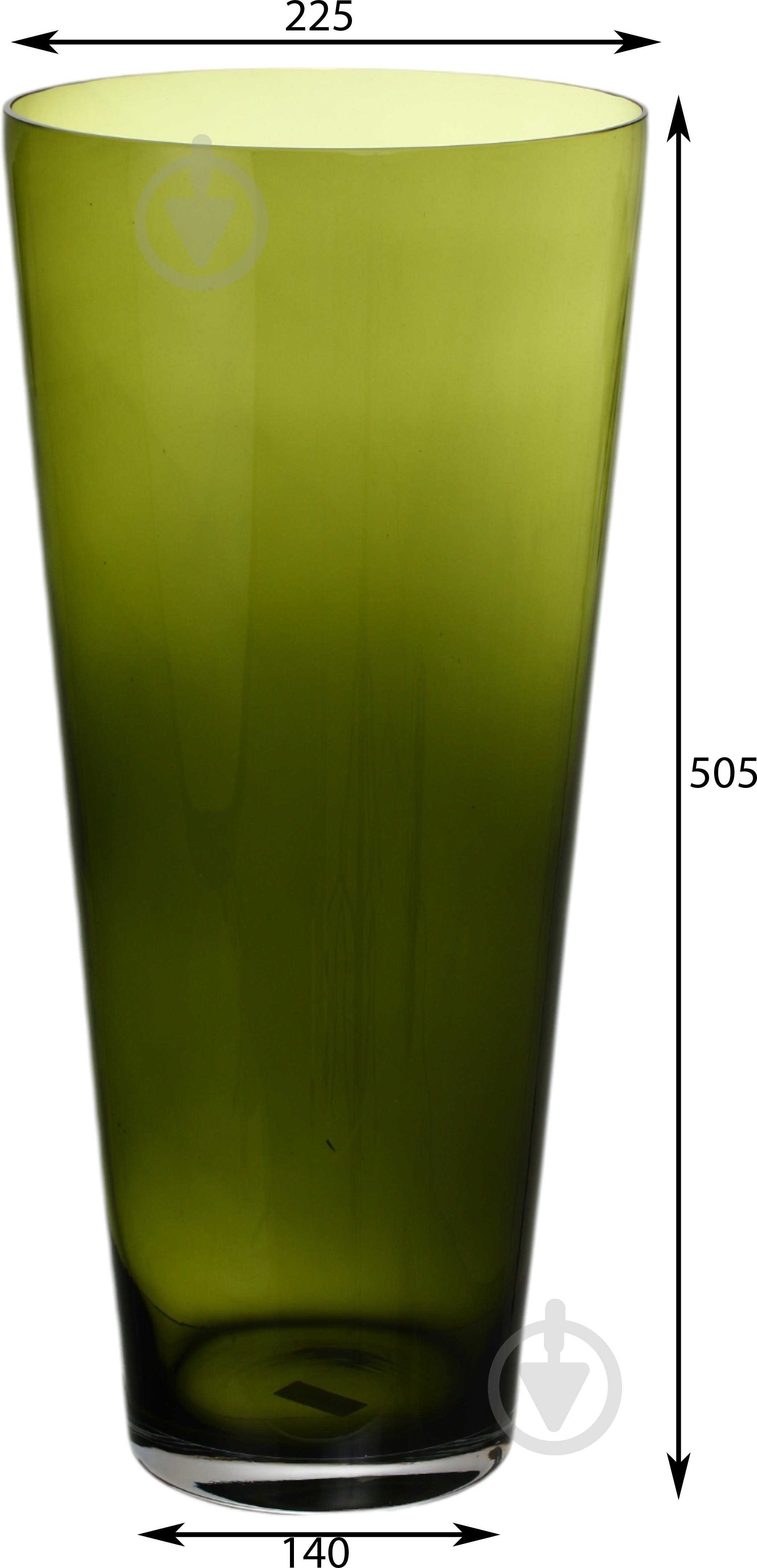 Ваза скляна Wrzesniak Glassworks Sofi 50 см оливкова 17-6487E - фото 2