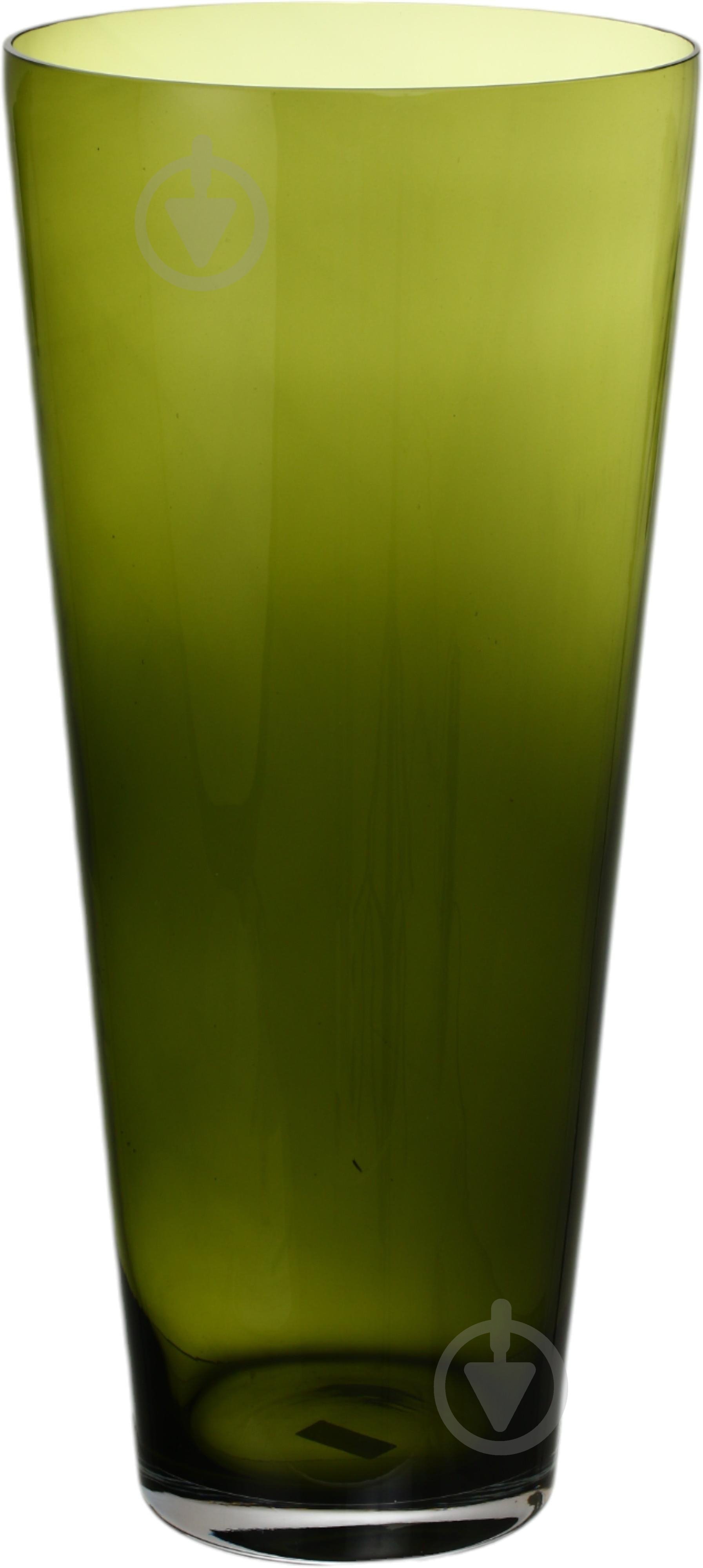 Ваза скляна Wrzesniak Glassworks Sofi 50 см оливкова 17-6487E - фото 1