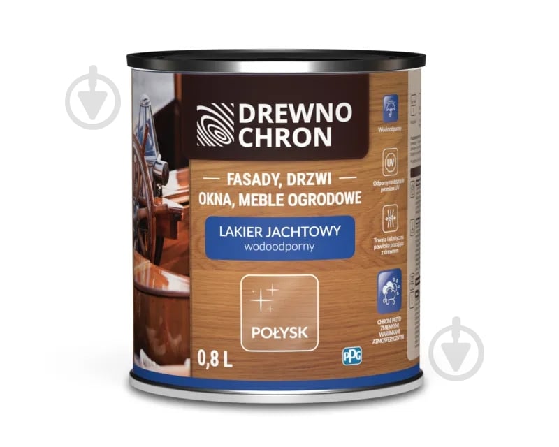 Лак защитный Drewnochron яхтовый полумат 2,5 л 2,77 кг - фото 1 Лак защитный Drewnochron яхтовый полумат 2,5 л 2,77 кг - фото 1