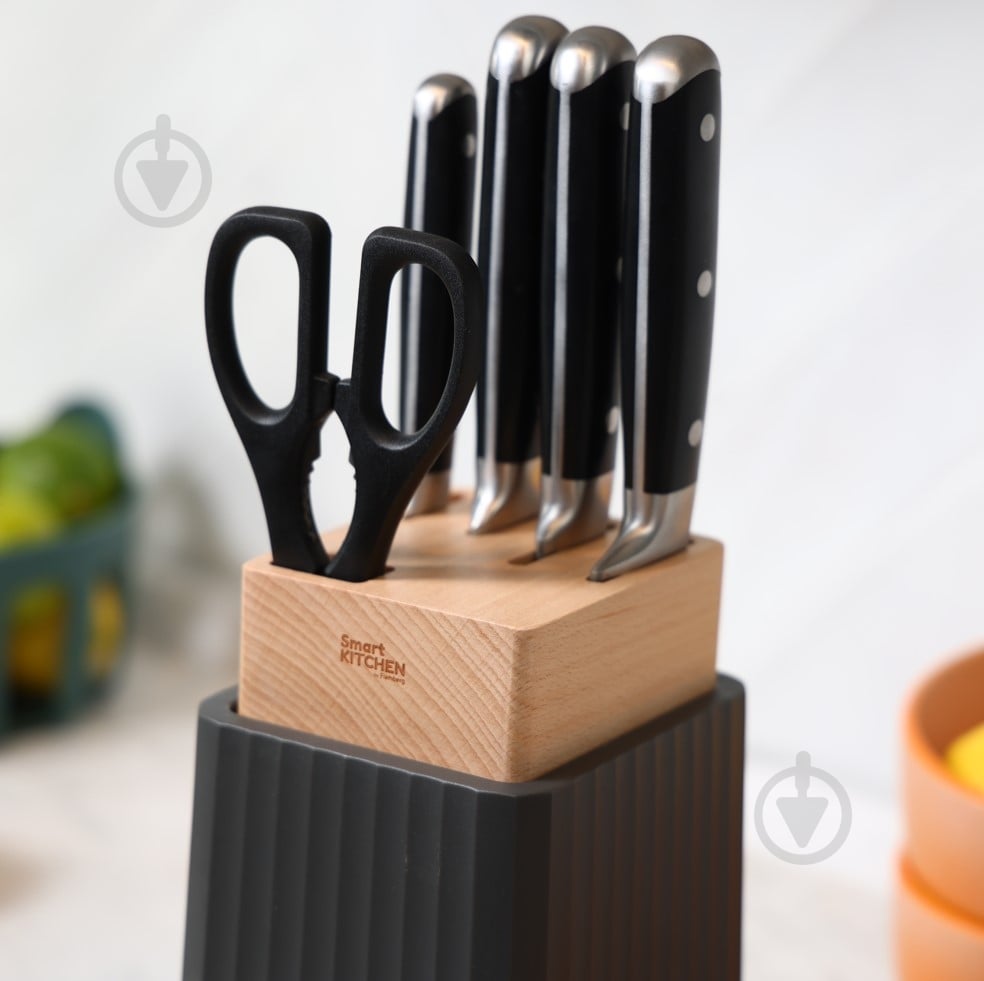 Підставка для ножів Smart Kitchen by Flamberg Bright Charcoal 21,8х13,2х12,2 см - фото 8