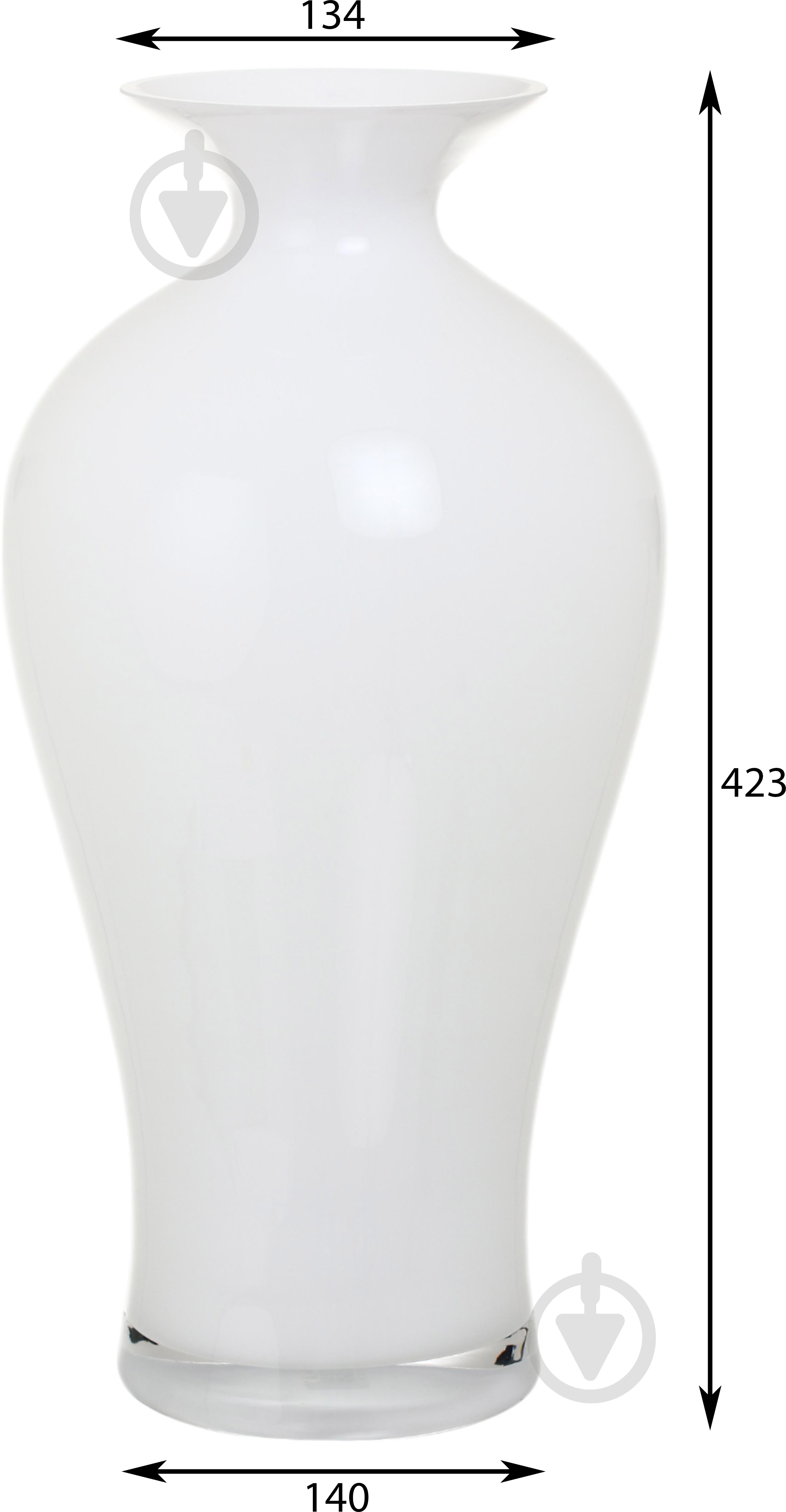 Ваза скляна Wrzesniak Glassworks Hydria 42 см біла 17-9754A - фото 2