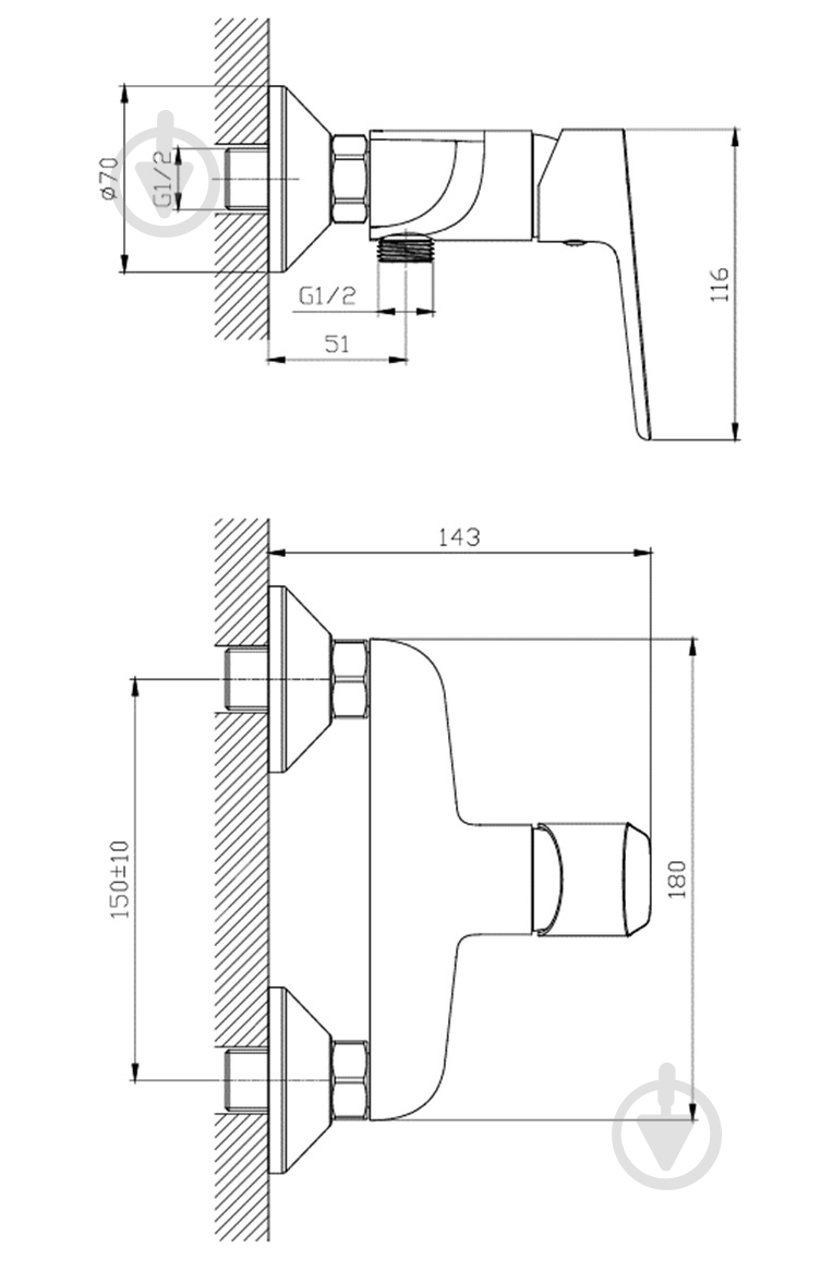 Смеситель для душа Bor хром - фото 2