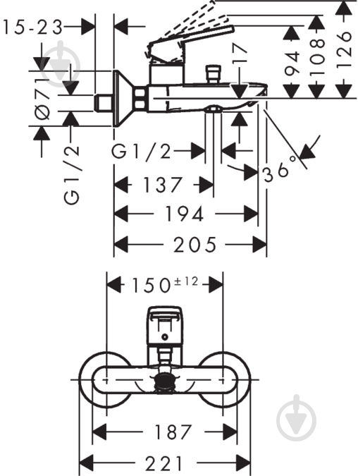 Смеситель для ванны Hansgrohe Logis Loop (71413000) - фото 2