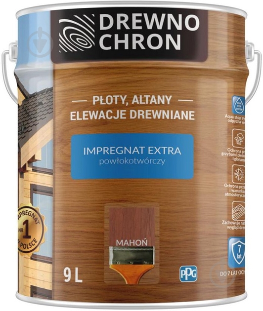 Просочувач Drewnochron Impregnat Extra Дуб напівмат 9 л 9,43 кг - фото 1 Просочувач Drewnochron Impregnat Extra Дуб напівмат 9 л 9,43 кг - фото 1