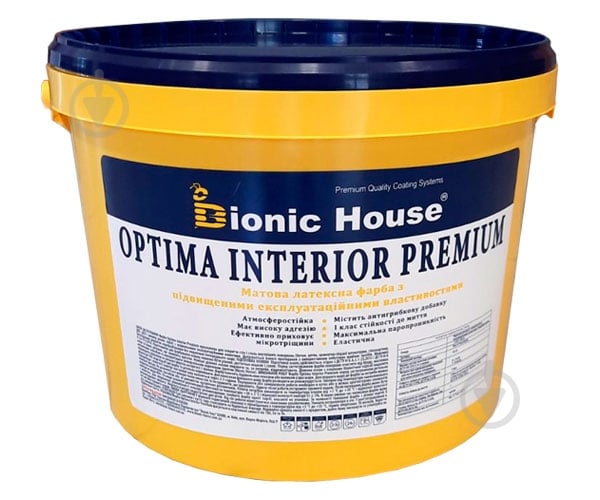 Краска акриловая Bionic House Optima Interior Premium мат 5 л 7 кг - фото 2 Краска акриловая Bionic House Optima Interior Premium мат 5 л 7 кг - фото 2