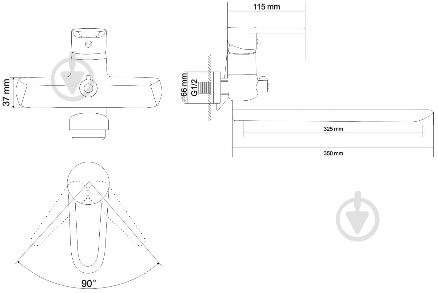 Смеситель для ванны RJ Kink RBZZ003-9B - фото 2 Смеситель для ванны RJ Kink RBZZ003-9B - фото 2