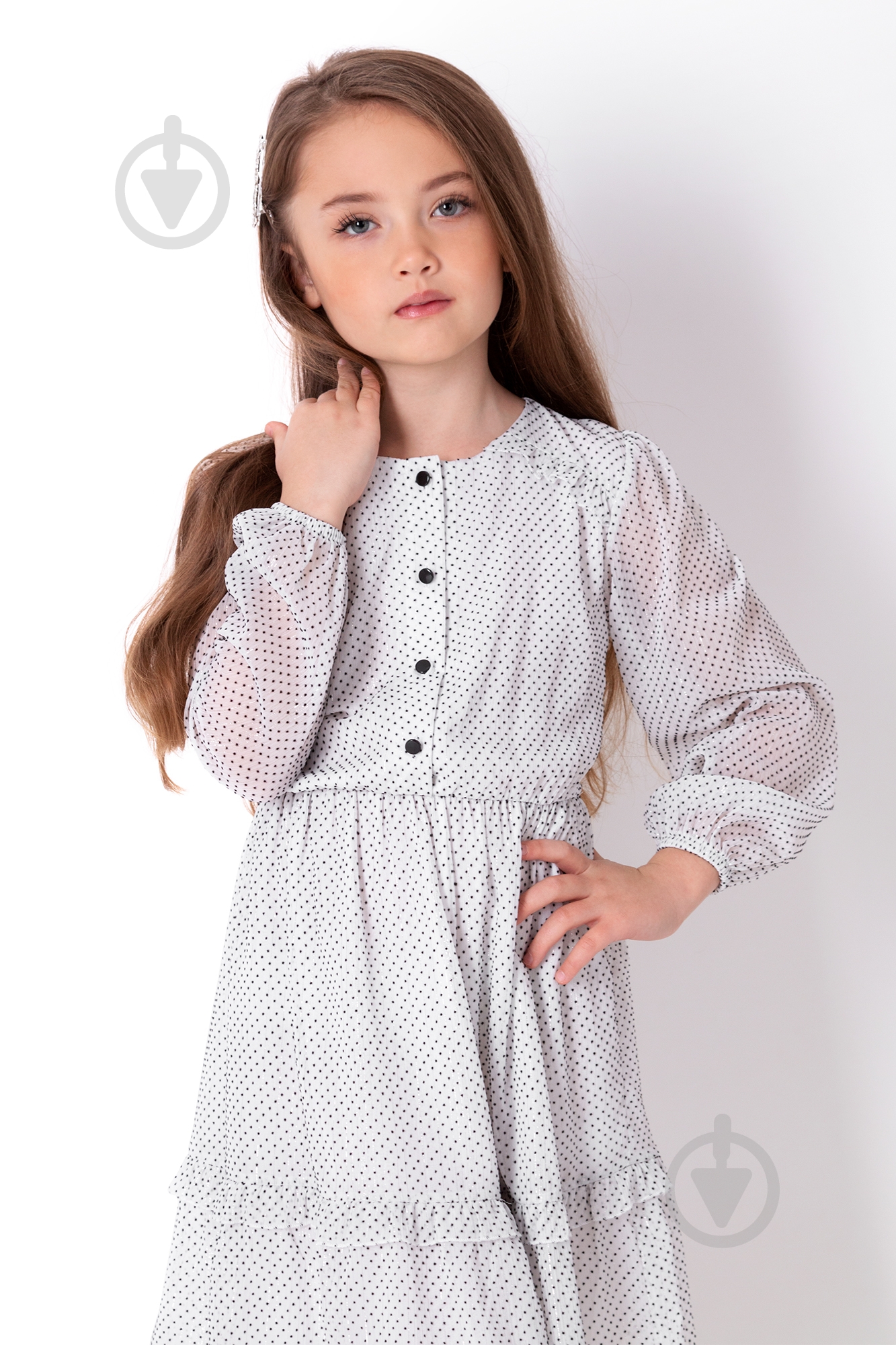 Сукня Mevis 4232 р.128 білий із чорним - фото 3 Сукня Mevis 4232 р.128 білий із чорним - фото 3