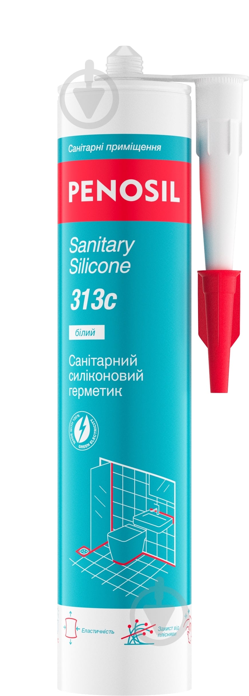 Герметик силіконовий PENOSIL санітарний Sanitary Silicone 313c білий 310 мл - фото 1