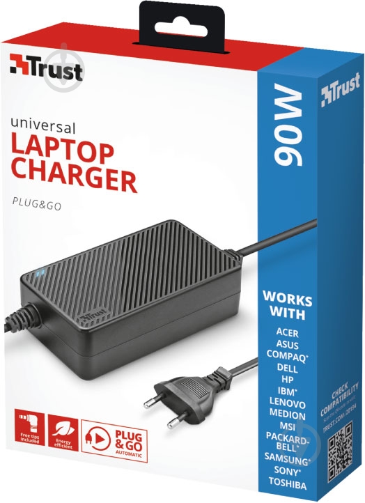 Блок живлення Trust Trust Plug & Go 90W Universal Laptop Charger - фото 3 Блок живлення Trust Trust Plug & Go 90W Universal Laptop Charger - фото 3