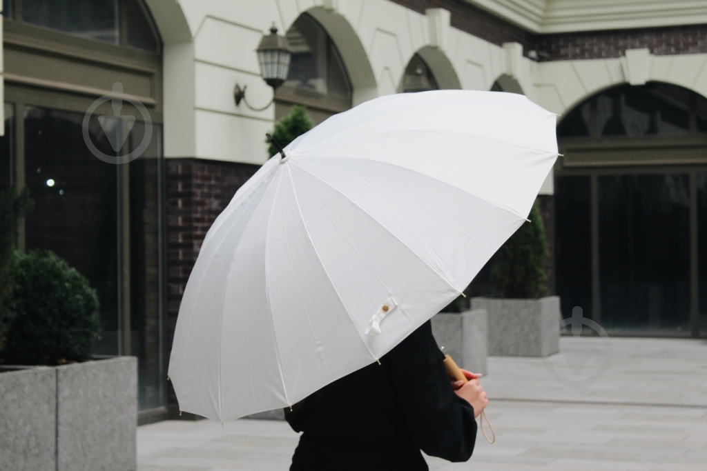 Зонт-трость KRAGO 16 спиц белый - фото 6