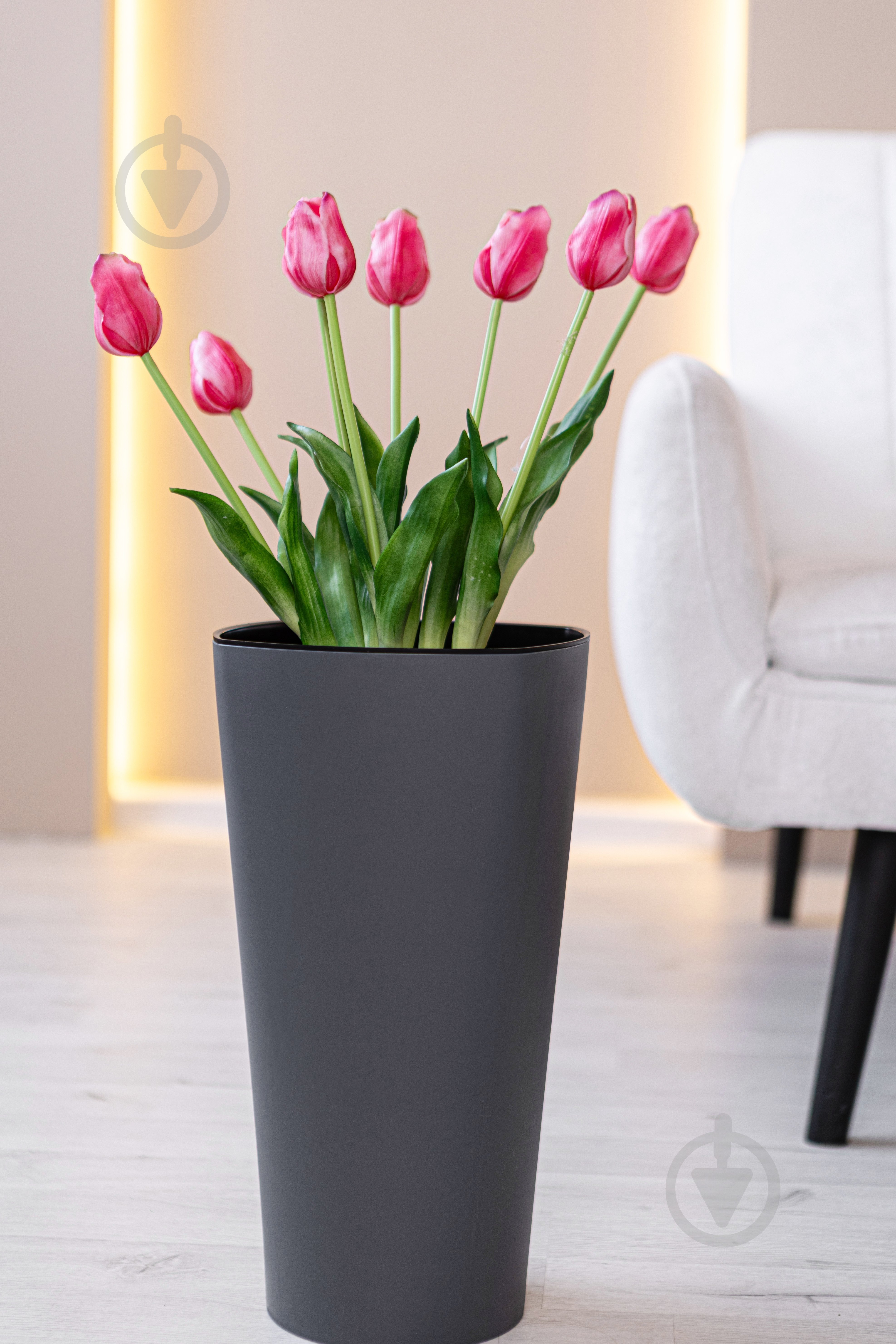 Горщик для квітів пластик Крокус 51 см круглий антрацит 11 л ММ-Пласт (K51an) - фото 3 Горщик для квітів пластик Крокус 51 см круглий антрацит 11 л ММ-Пласт (K51an) - фото 3